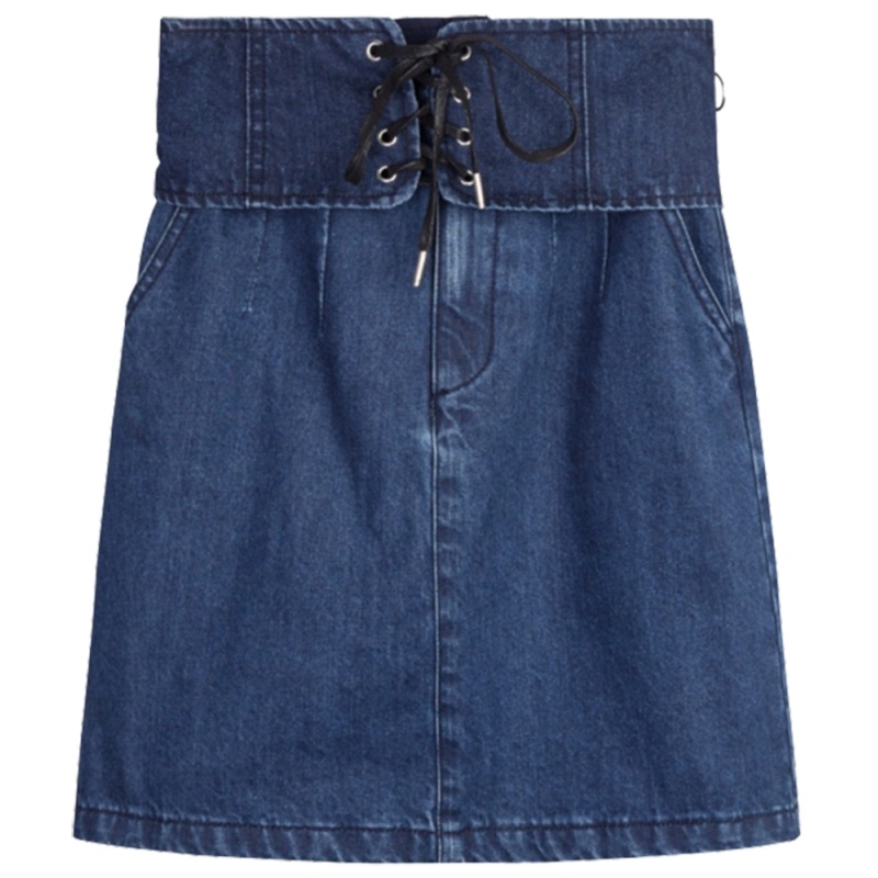 【专柜同款】拉夏贝尔品牌7M新款韩版百搭显瘦牛仔短裙港味高腰半身裙70010048