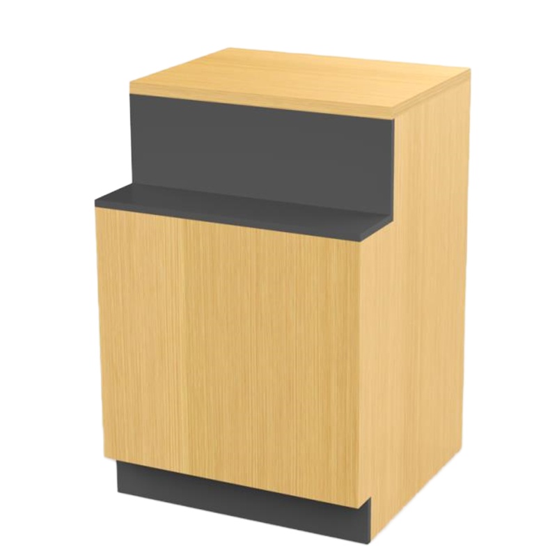 乐品全木收银台组合（橡木色+灰色+台面白）