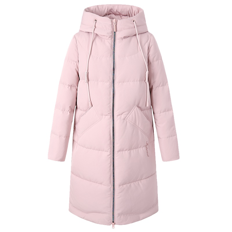 艾莱依2019秋冬新款韩版宽松中长款羽绒服女白鸭绒外套