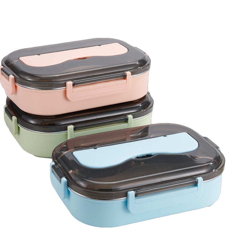 贝瑟斯 可注水加热304不锈钢饭盒大容量带餐具学生上班族分格饭盒便当盒