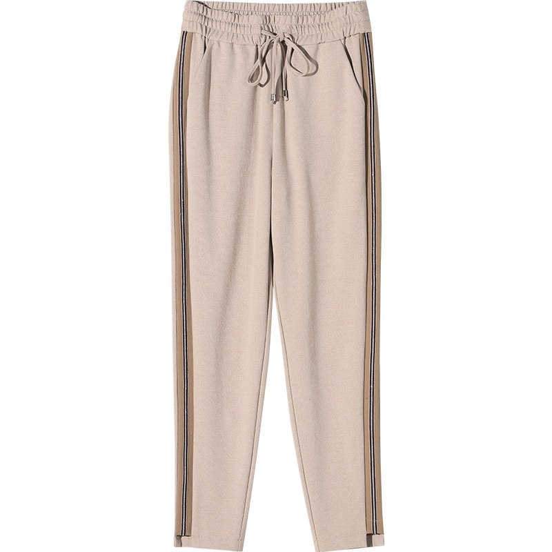 娅丽达女裤休闲运动裤女2019春秋新款修身显瘦条纹松紧腰小脚裤I3016