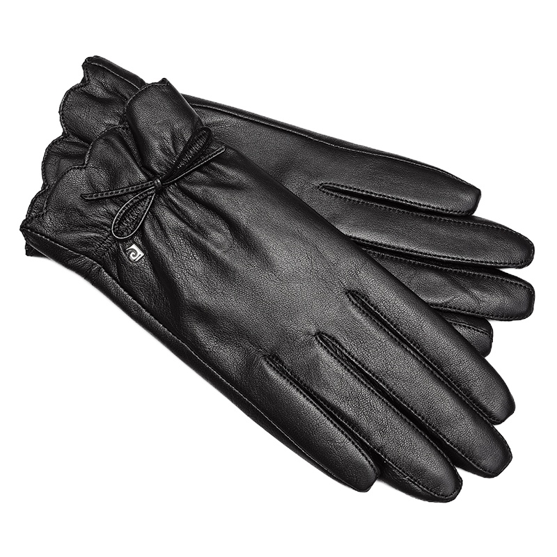 皮尔·卡丹(pierre cardin) 834291049B 柔绒里女士触屏绵羊皮真皮手套M-XL可选黑色（单位：副）