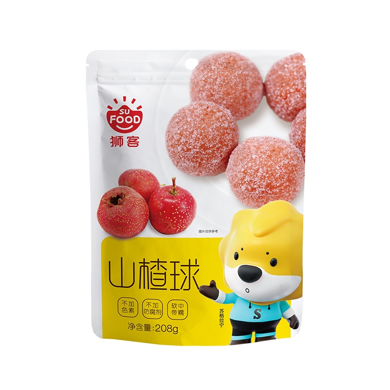 狮客[苏宁自主品牌] 208g山楂球山楂干山楂零食小吃果脯蜜饯休闲食品袋