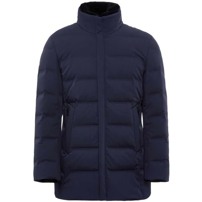 波司登中老年毛领爸爸羽绒服男中长款冬季立领保暖外套