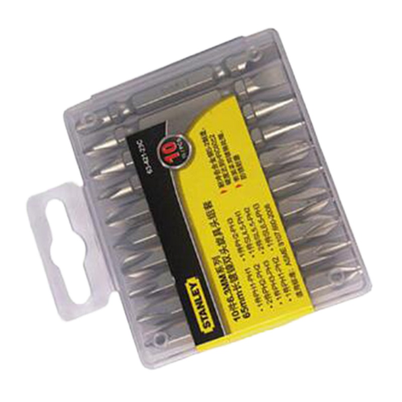 史丹利（Stanley）10件6.3MM系列65mm长镀镍双头旋具头组套65mm 63-421-23C