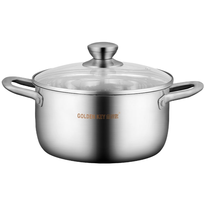 金钥匙(GOLDEN KEY)汤锅 22cm不锈钢加厚煮面炖汤锅电磁炉通用GK-H22J1