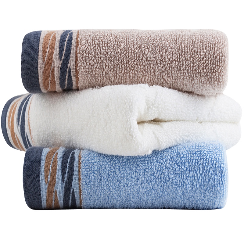 三利 纯棉车褶缎档毛巾 33×72cm 柔软吸水洗脸面巾 混色3条装 33×72cm 米色、浅蓝色、浅棕色