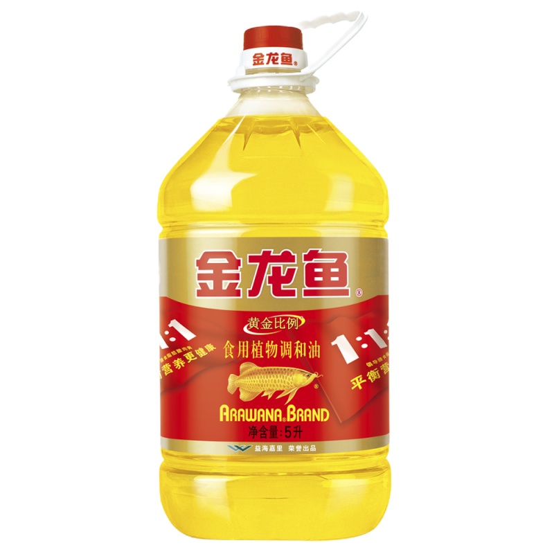 金龙鱼黄金比例食调和油5L*4瓶装食用调和油家用烹饪炒菜送礼佳品配方调和均衡摄入，平衡营养
