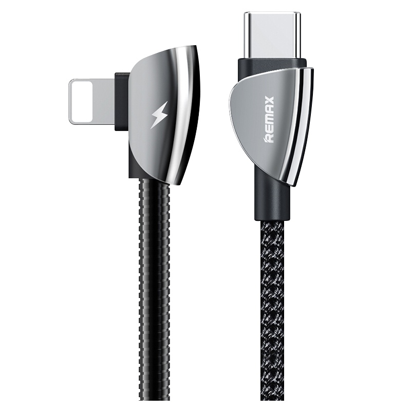 REMAX 苹果游戏支架Apple 数据线 iphone xs 通用8P弯头充电器线 黑色