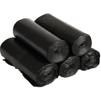 得力33070 垃圾袋(黑)(5卷/套)45×55cm八角底垃圾袋 家用加厚 垃圾袋 手提式一次性垃圾袋 厨房背心黑色垃