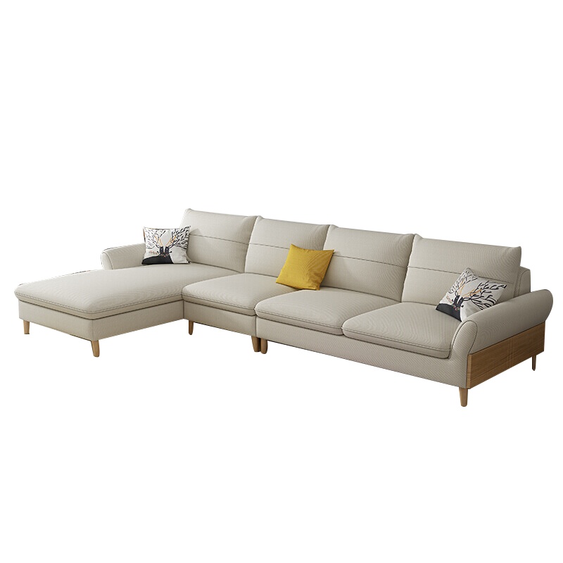 有模有样 北欧简约布艺沙发客厅整装现代转角小户型家具组合套装可拆洗实木