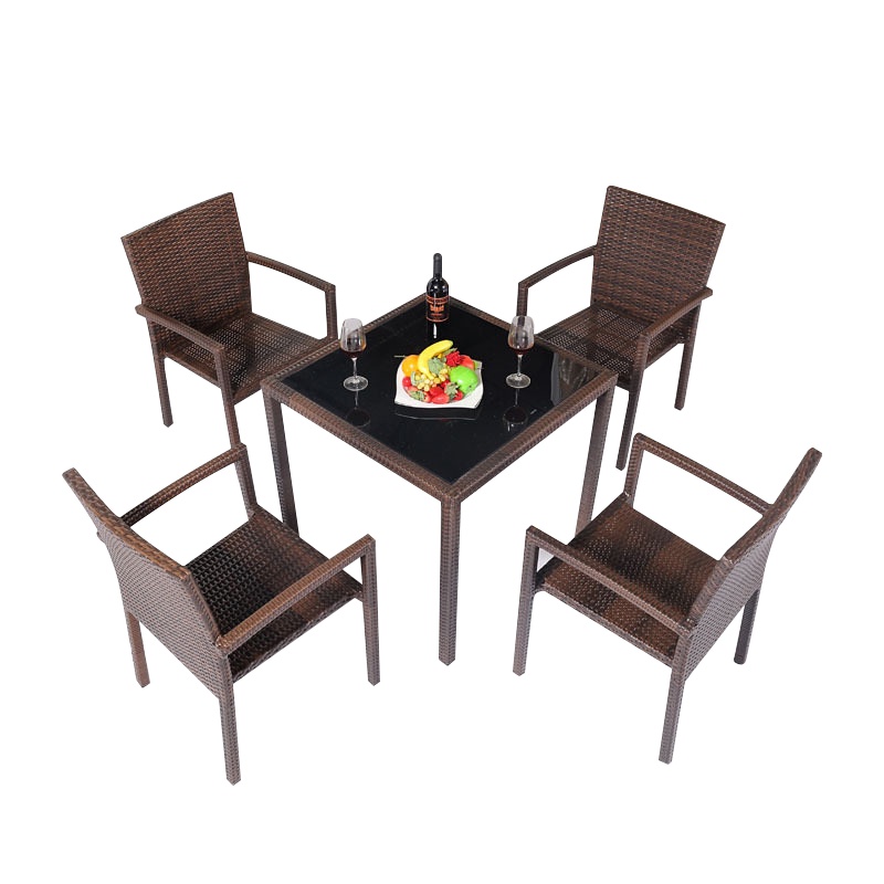 梦商  藤椅 圆桌 桌椅组合 休闲藤椅 藤编桌椅 户外藤编桌椅  70*70*72CM  1套