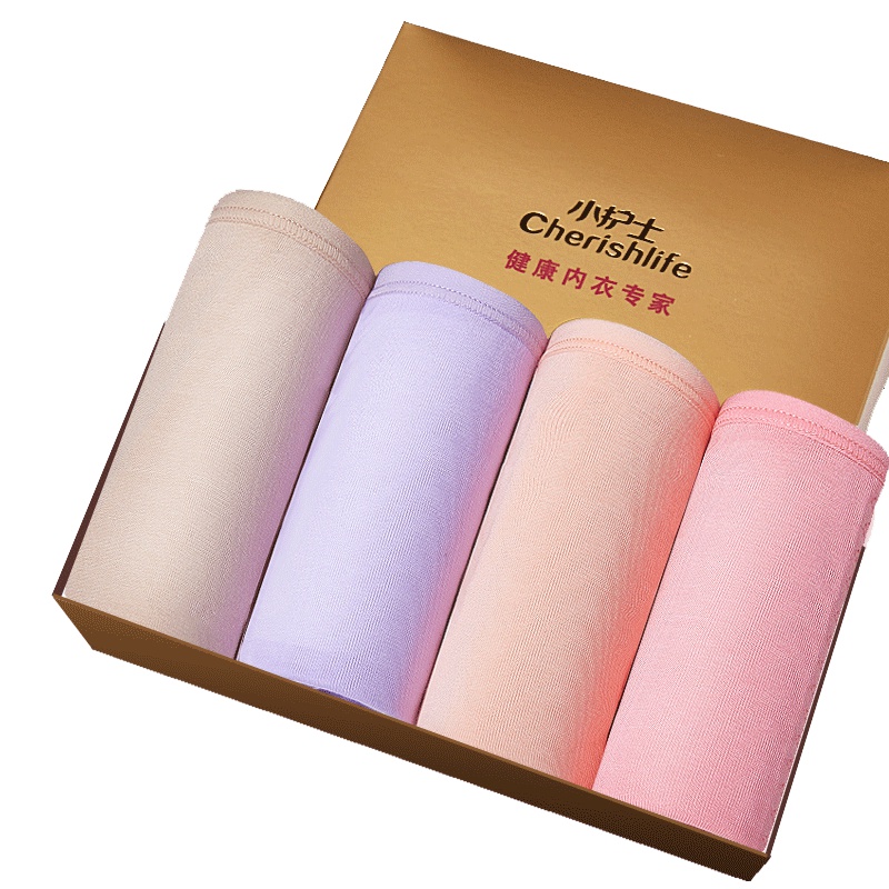 小护士女士内裤棉中腰内裤女星期裤4条装 礼盒装 混色JMN080