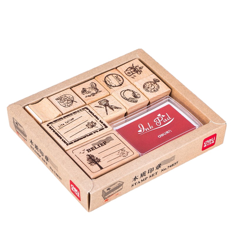 得力(deli)儿童木质卡通印章 幼儿园小学生老师鼓励印章 教学奖励印章 74837