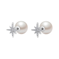 DTOTO 纯银耳钉女简约流星珍珠款职场气质耳饰