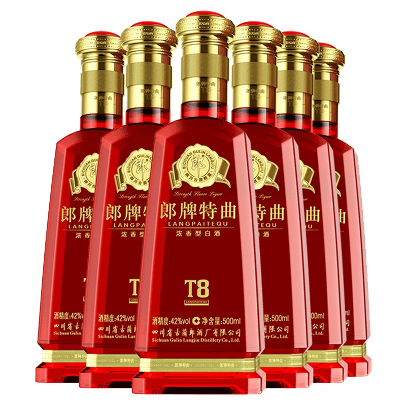 郎酒 郎牌特曲T8 42度 500m*6 整箱装 浓香型白酒 (新老包装随机发货)