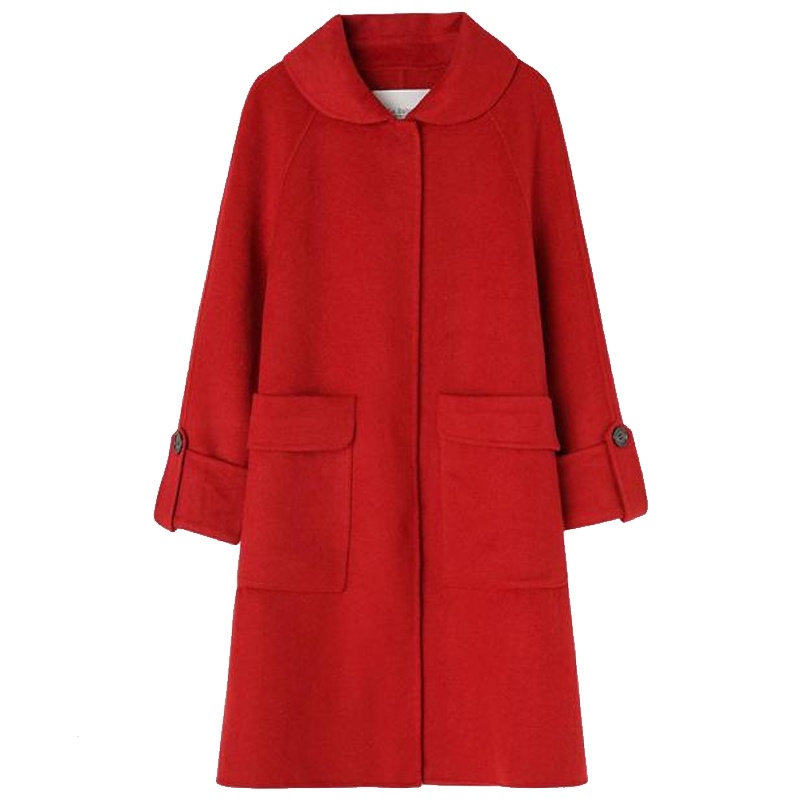 拉贝缇双面呢大衣女中长款小个子秋冬季羊毛赫本毛呢外套60300659