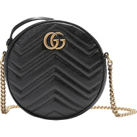 GUCCI 古驰 女士GG Marmont系列皮革圆形单肩斜挎包 550154 0OLET