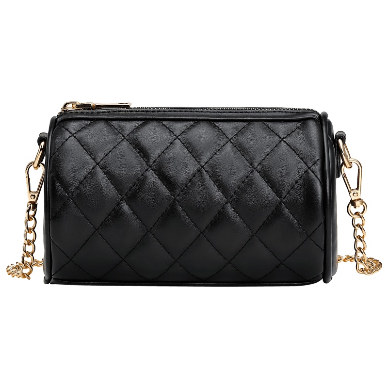 第九城（V.NINE） 单肩包女2019新款圆柱形斜挎包时尚休闲链条包菱格包