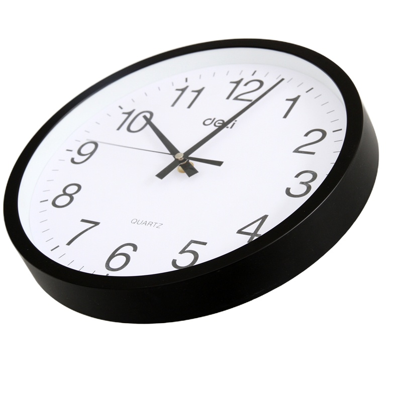 得力(deli)9006 简约现代圆形时钟 电子时钟挂钟 客厅钟表 办公静音钟