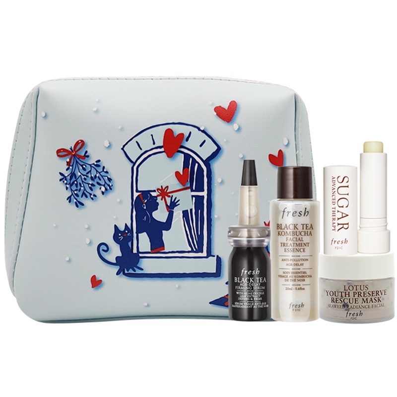 馥蕾诗(FRESH)护肤套装（护唇膏2.2g+精华液20ml+修护精华露7ml+睡莲青春赋活面膜15ml+化妆包）