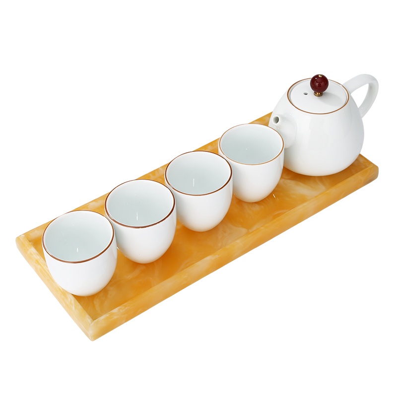常生源 茶具套装 陶瓷功夫茶具 便携式旅行茶具 茶壶茶杯茶盘 映雪襄玉套组