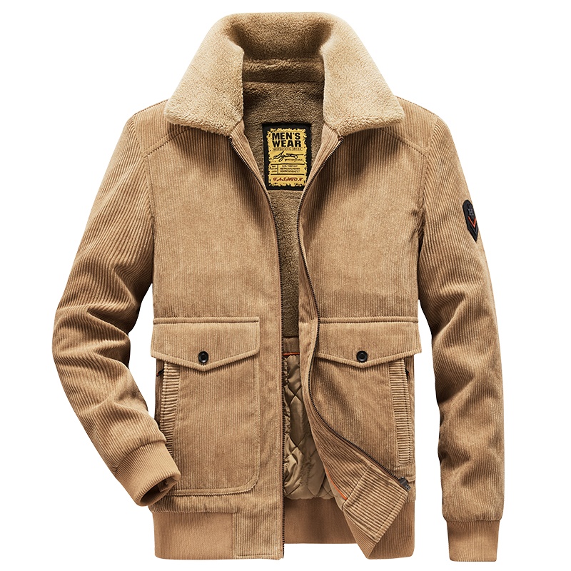 JEEP SPIRIT吉普外套男2021秋季新款加绒加厚纯棉青年男士外套休闲百搭夹克衫