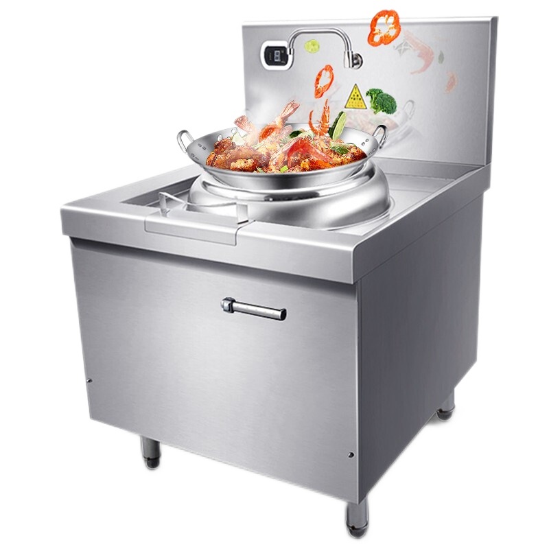 德玛仕(DEMASHI)电磁大锅灶 学校食堂酒店厨房设备 8kw单头无尾爆炒炉HW-XC08C-00[201材质]