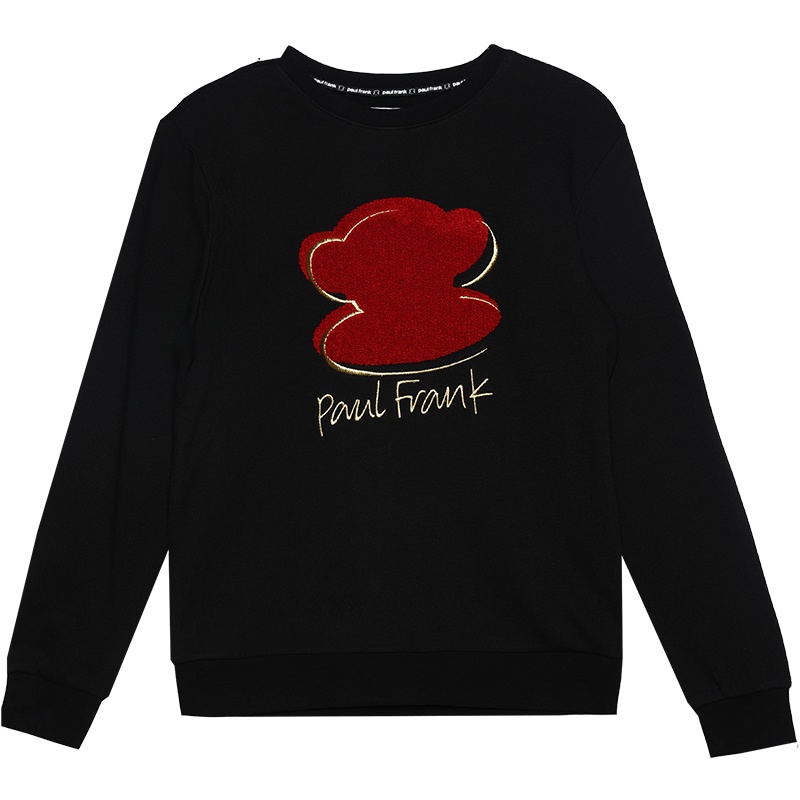 大嘴猴毛衣年新款女装日系外穿针织衫剪影印花潮 S 黑色