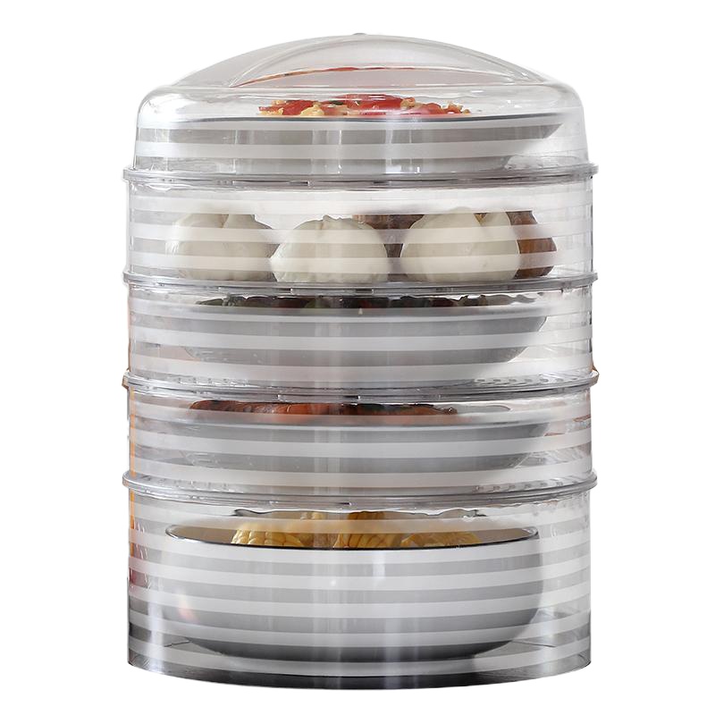 敬平(JING PING)透明保温菜罩多层饭菜食物罩防尘防苍蝇餐桌家用饭罩剩菜剩饭 矮款2个+高款1个+盖子1个[透