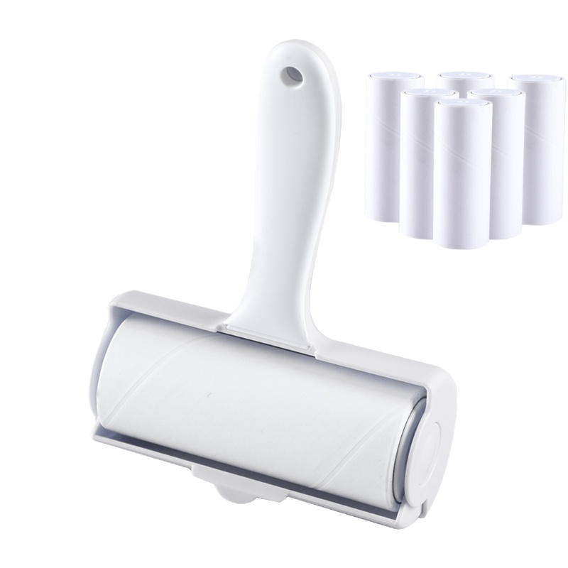 粘毛器阿斯卡利(ASCARI)滚筒滚子可撕式大号吸头发地板长柄沾毛加长家用 12cm小号粘毛器+6卷纸[共420撕]