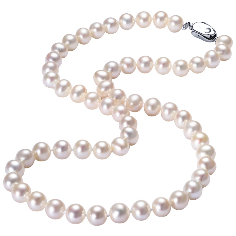 佰色传情7-8mm圆形强光淡水珍珠项链生日礼物