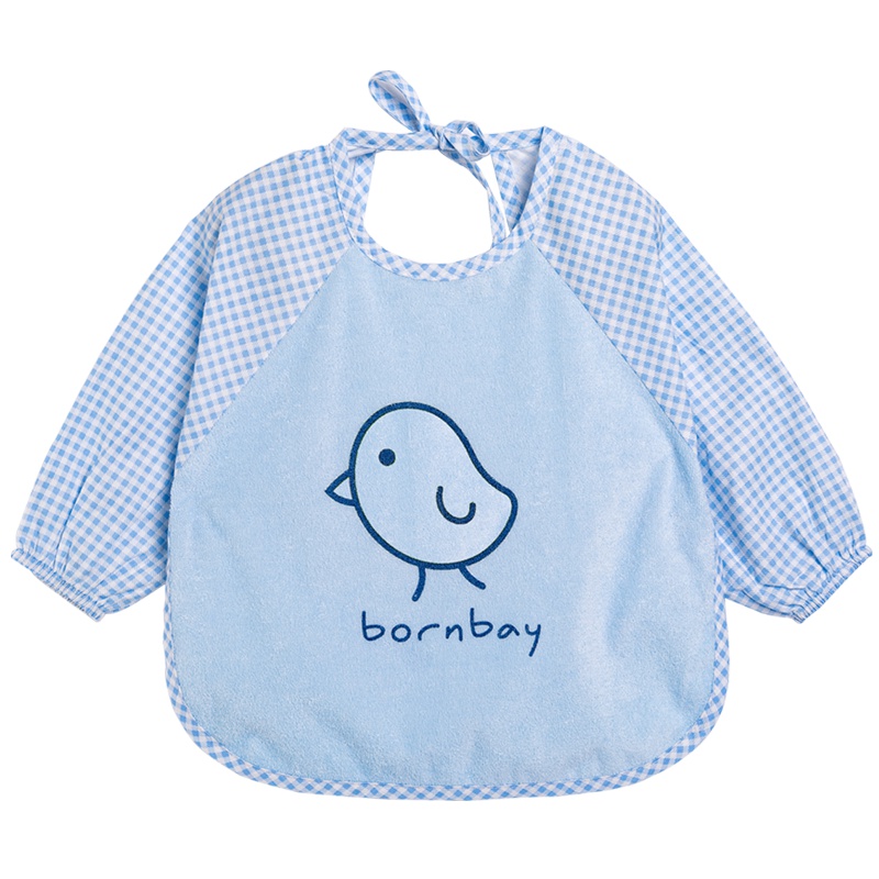 贝贝怡婴儿宝宝吃饭罩衣儿童防水反穿衣长袖围兜画画衣173P339