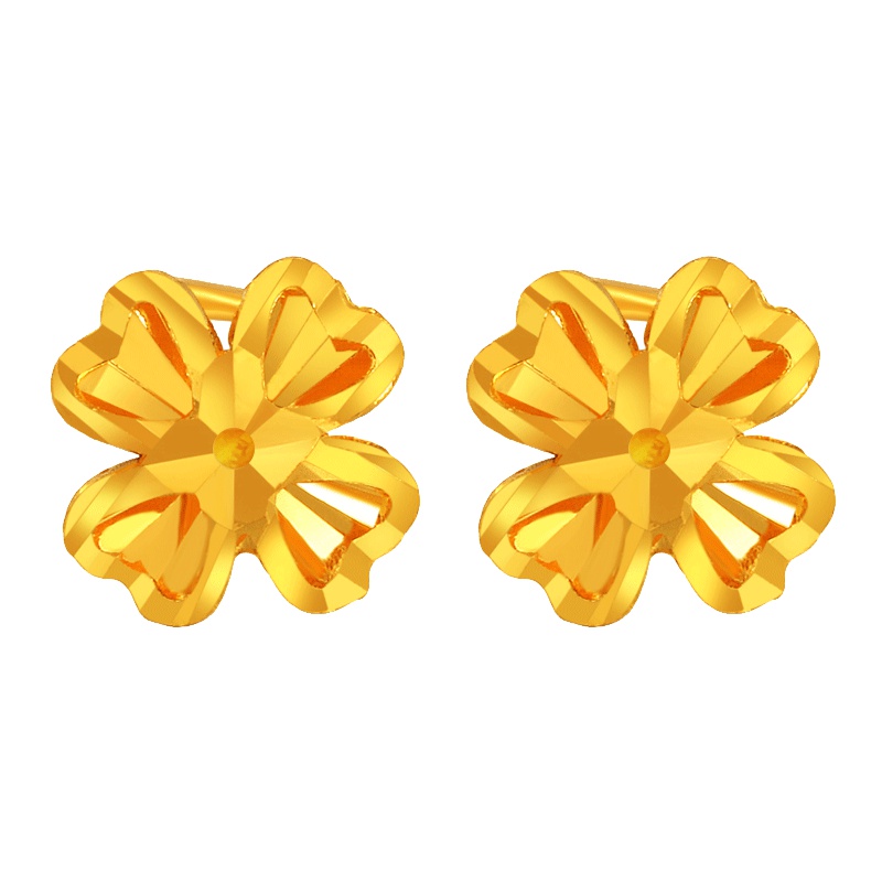 壹仟俩金耳钉女999足金四叶耳饰时尚简约幸运送妈妈送闺蜜新款黄金耳针黄金饰品多款可选