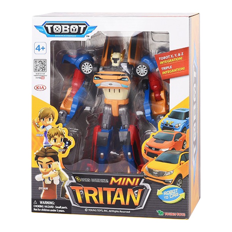 托宝兄弟(TOBOT)男孩女孩玩具金刚手动合体变形车机器人汽车X战士特里坦迷你版-301056