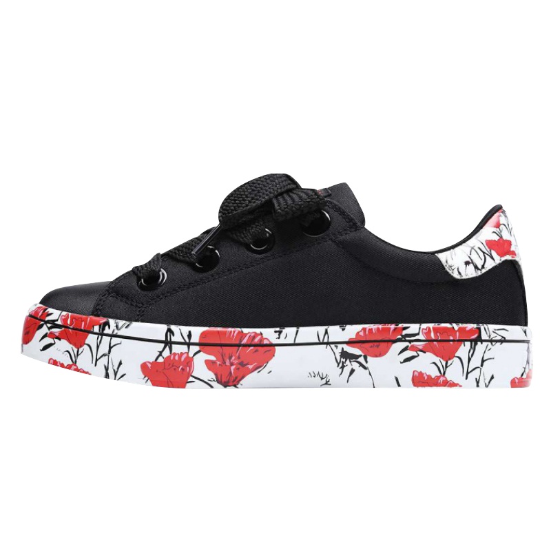 Skechers斯凯奇帆布鞋女鞋子水墨设计休闲鞋健步鞋个性女休闲鞋975