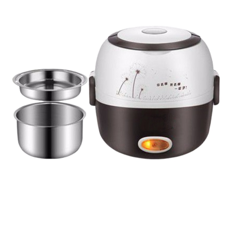 电饭煲可爱一人份电饭锅纳丽雅老款不粘锅老式随身迷离迷你型携带单人 双层咖啡色蒸锅(可以做饭)