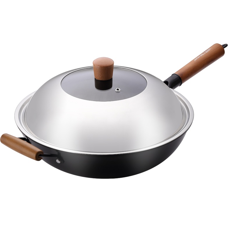 PFT-8045 好助手真不锈炒锅34CM(含盖彩盒装) 坚固耐磨 高效导热 健康0涂层 氟离子抗氧化技术防锈效果更好