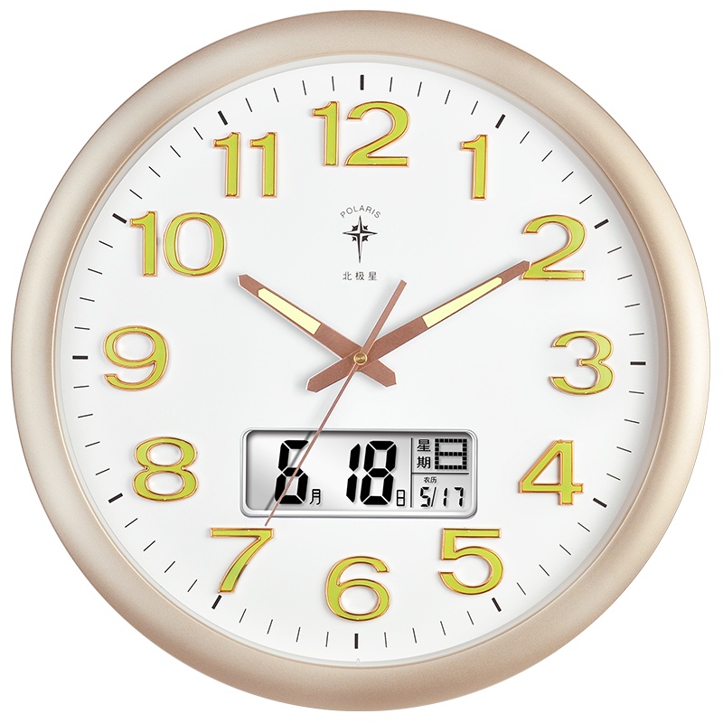北极星(POLARIS)挂钟钟表客厅时钟创意静音夜光家用客厅卧室装饰时尚现代简约轻奢中式挂表石英钟