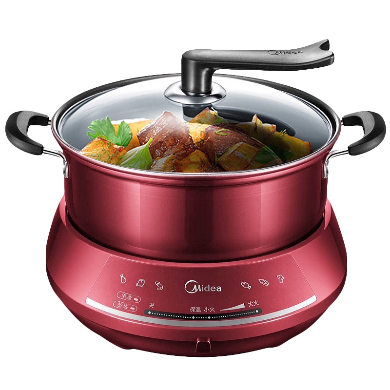 美的(Midea)电火锅电热火锅 分体式家用多功能电热锅不粘锅4.5L (赠汤勺+漏勺+筷子)涮烤一体锅MC-DHY28