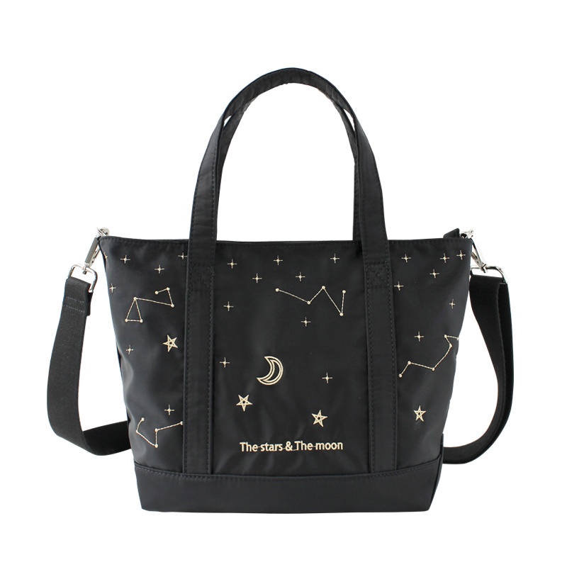 花间公主星月文艺刺绣2021春季新款尼龙布手提包女单肩斜挎包休闲女包