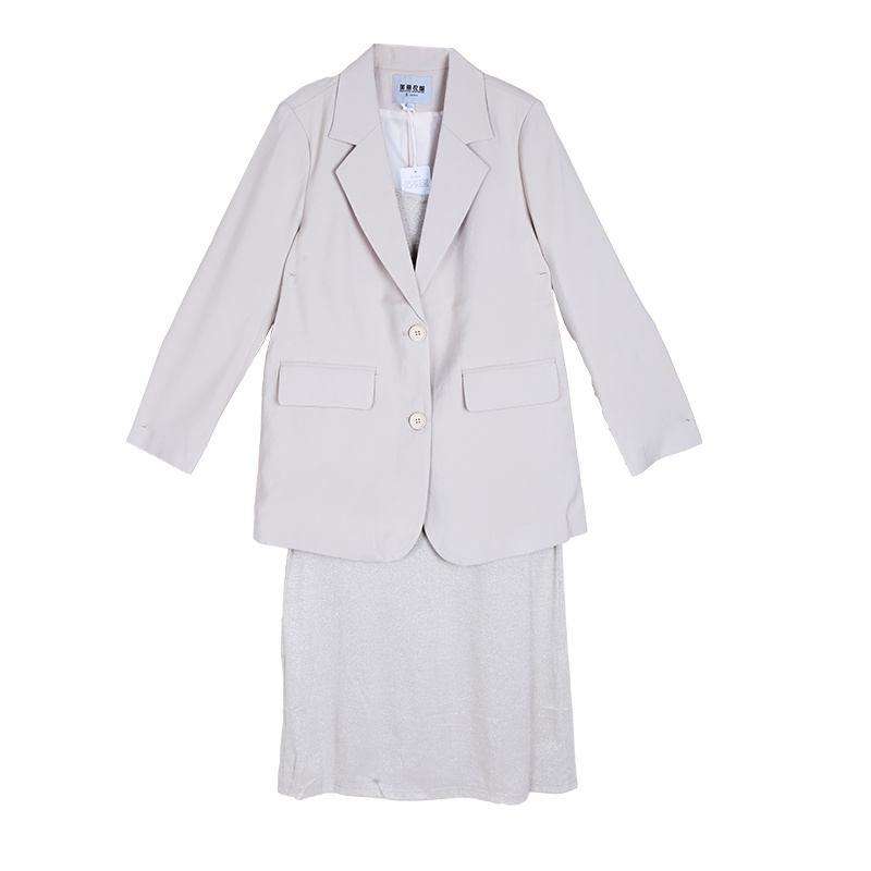 依尚街区时尚套装女网红同款西装外套+吊带连衣裙宽松显瘦两件套