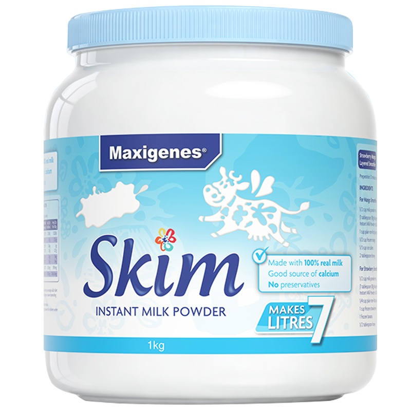 Maxigenes美可卓脱脂高钙成人奶粉1kg/罐装 3岁以上 进口奶粉学生奶粉 澳大利亚进口脱脂奶粉