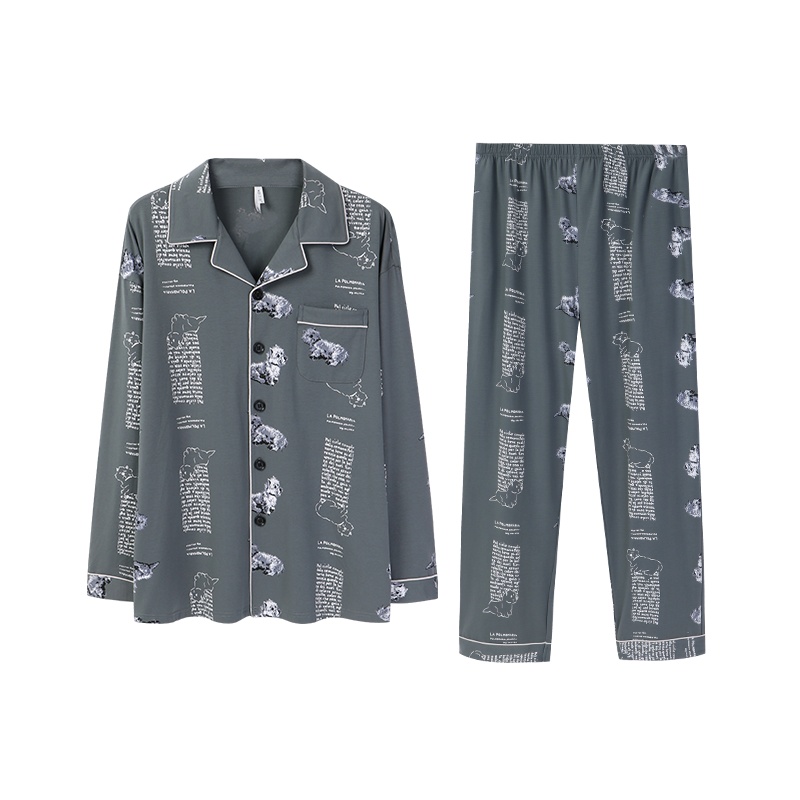 安之伴睡衣男开衫套装休闲可外穿男士家居服套装