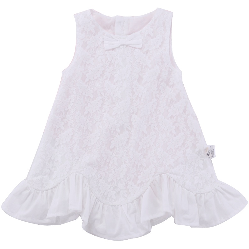 商场同款小红豆女童连衣裙夏装宝宝刺绣白色公主裙儿童洋气裙子女