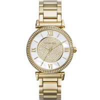 MICHAEL KORS圆盘镶钻钢链大表盘时尚女表 MK3332