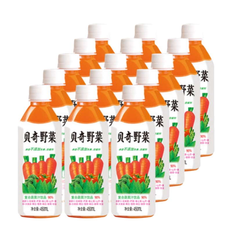 贝奇野菜汁450ml*15瓶 整箱 胡萝卜汁混合果蔬汁饮料