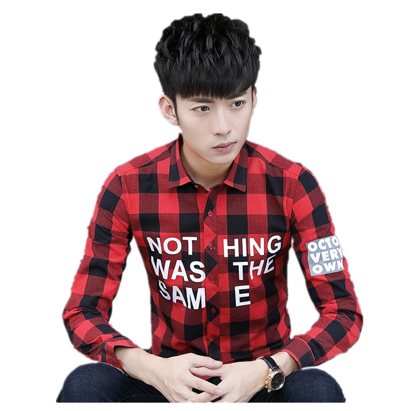 庄吉 2019春秋季新款男衫休闲时尚潮流男士修身长袖衬衫JU-CS-S31