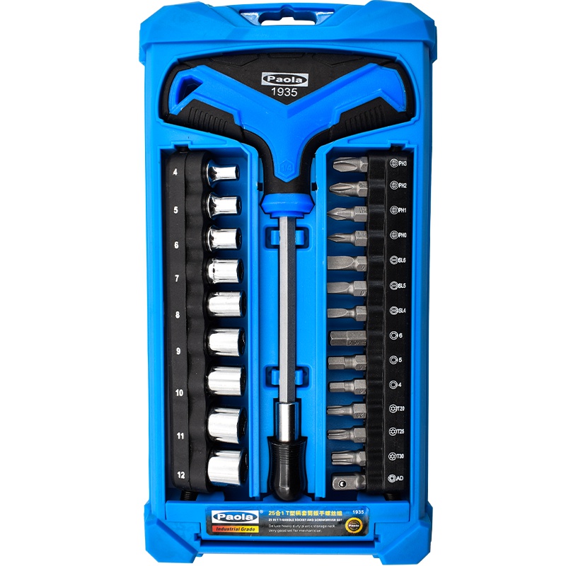 [苏宁自营]保拉(Paola)工具 25合1多功能T型柄套筒扳手螺丝批组 1935