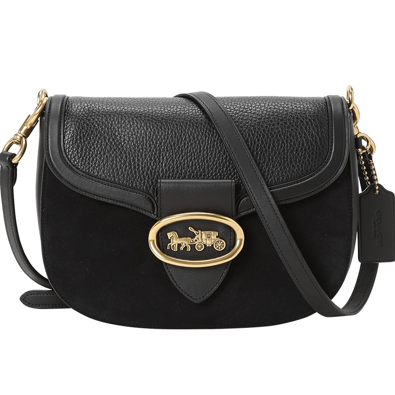 COACH\蔻驰 KAT马鞍单肩斜挎包 马车标麂皮